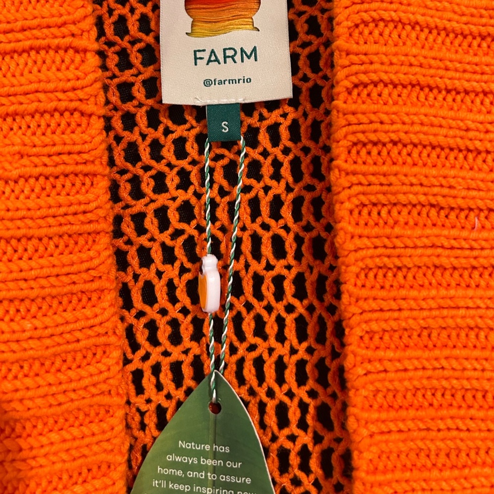 FARM Rio Orange Textured Knit Cardigan